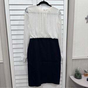 Ted Baker Black and White Long-Sleeve Two-Tone Lizzata Dress size 2